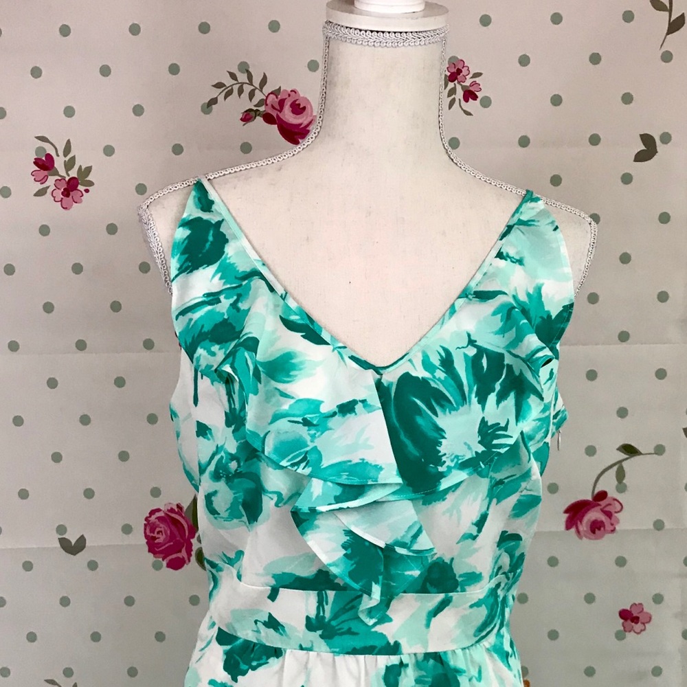 Ann Taylor | Teal & White Floral Maxi Dress